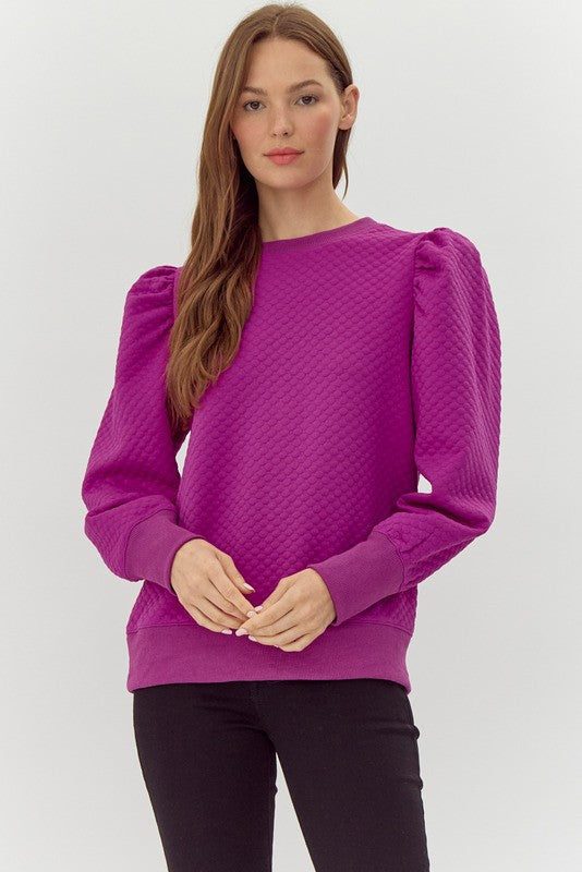 Embossed Texture Long Sleeve Top