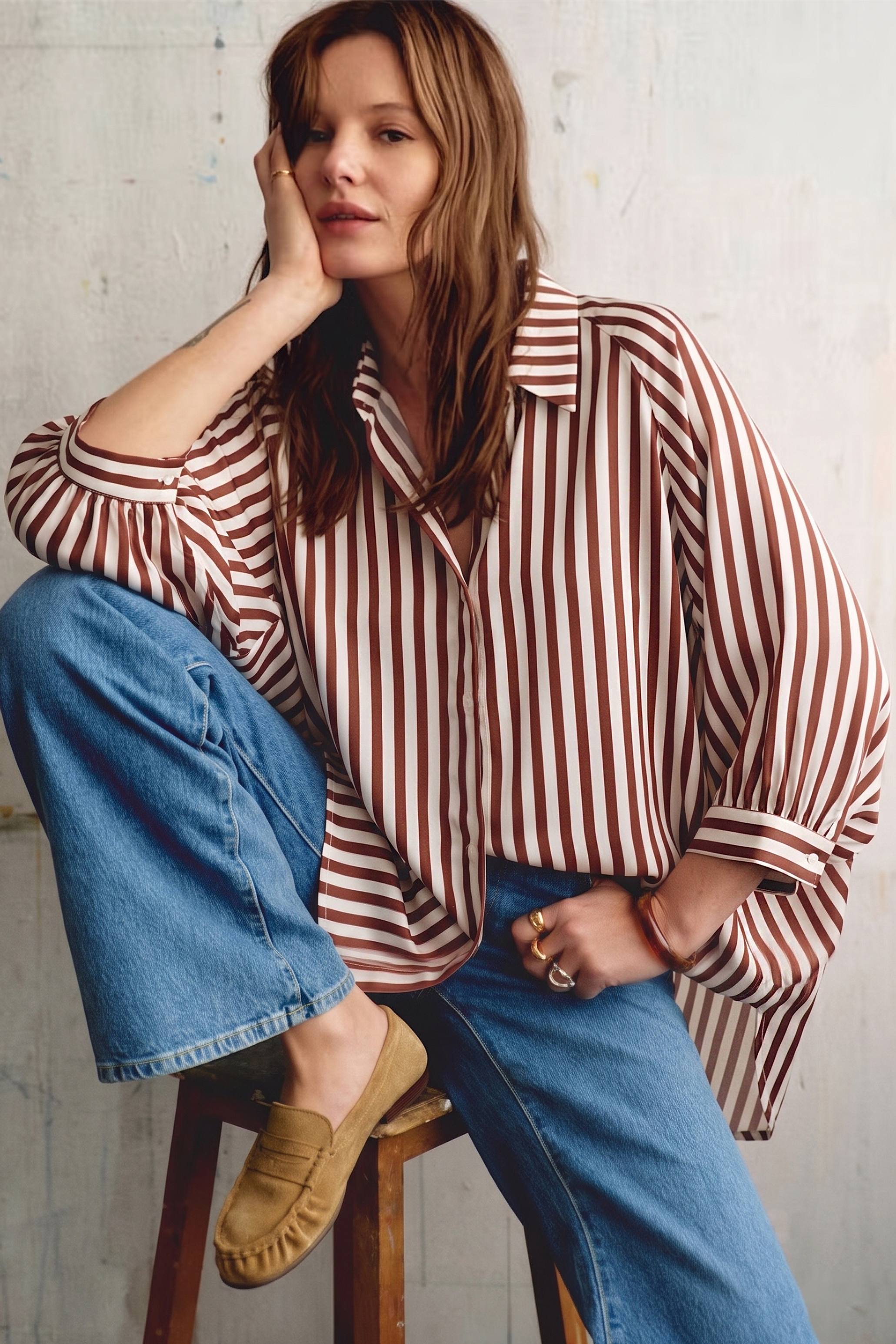 Stripe Wide Sleeve Buttondown (August Arrival)