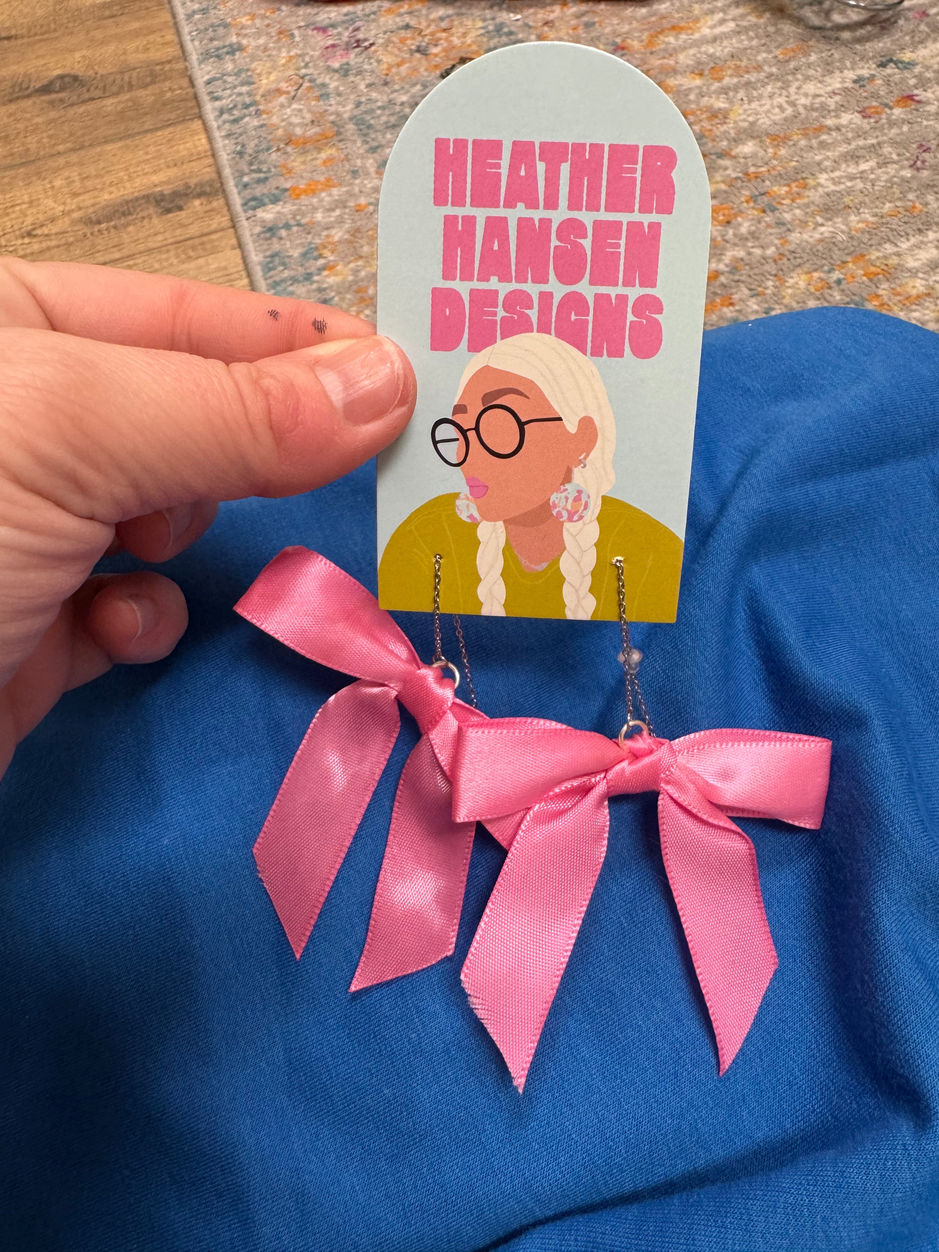 Pink Bow Earring