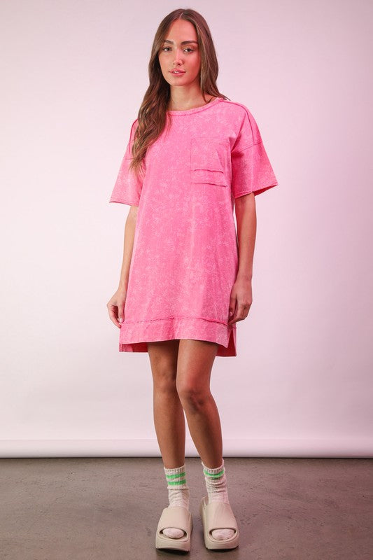 Mineral Washed Shift Mini Dress