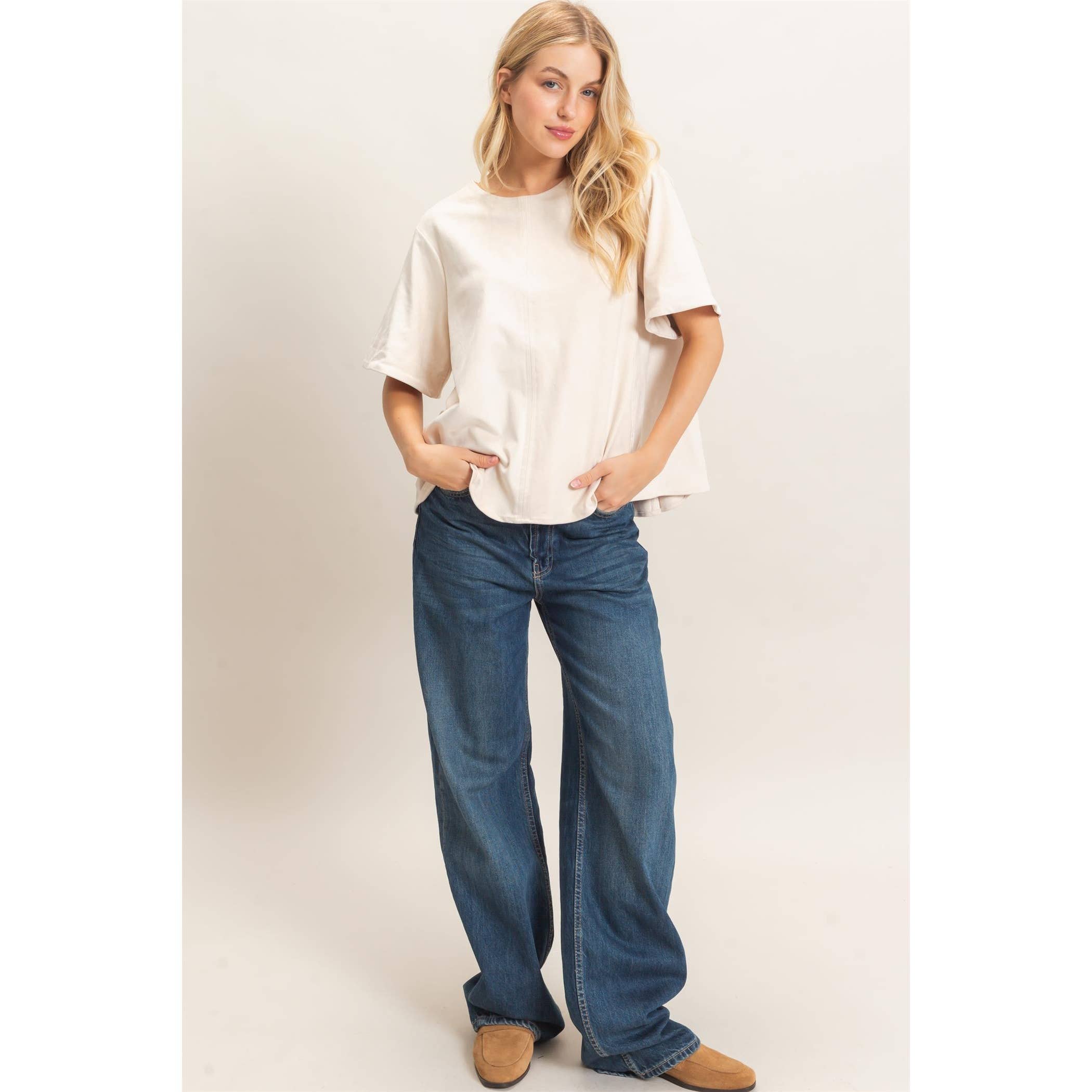 Suede Boat Neck Top (mid-September)