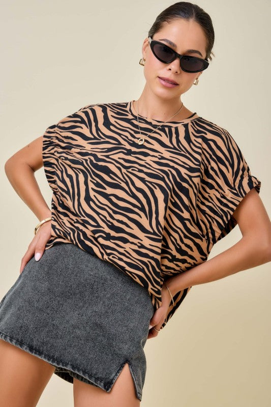 Tiger Print Knit Top