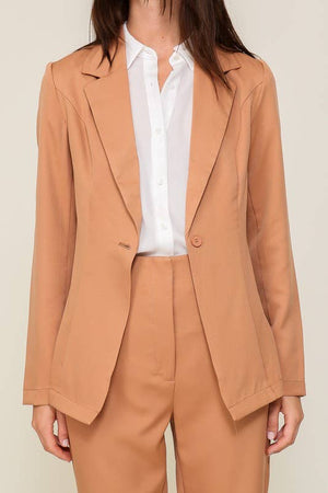 Classic One-Button Tailored Blazer