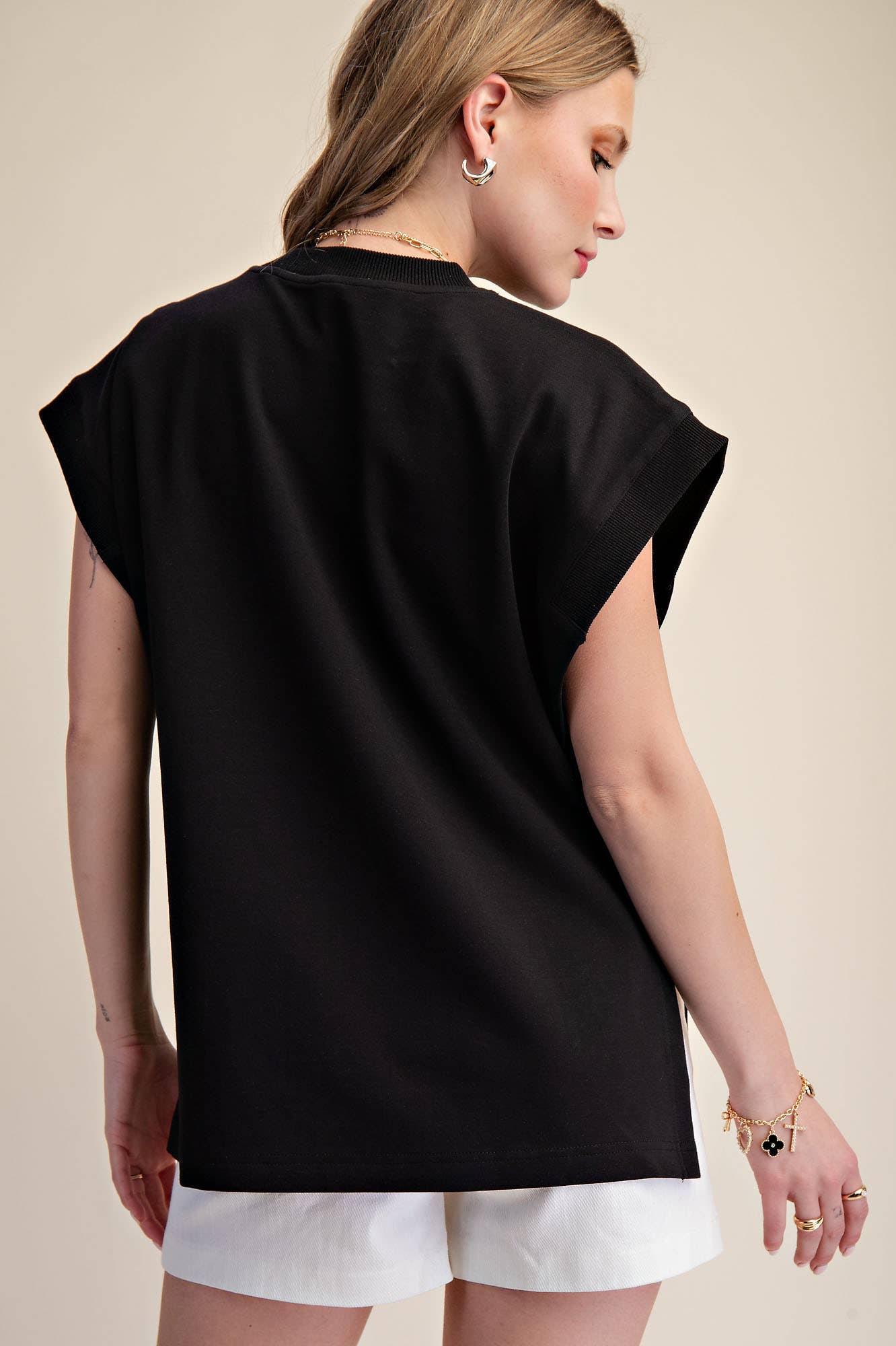 Round Neck Oversized Cap Sleeve