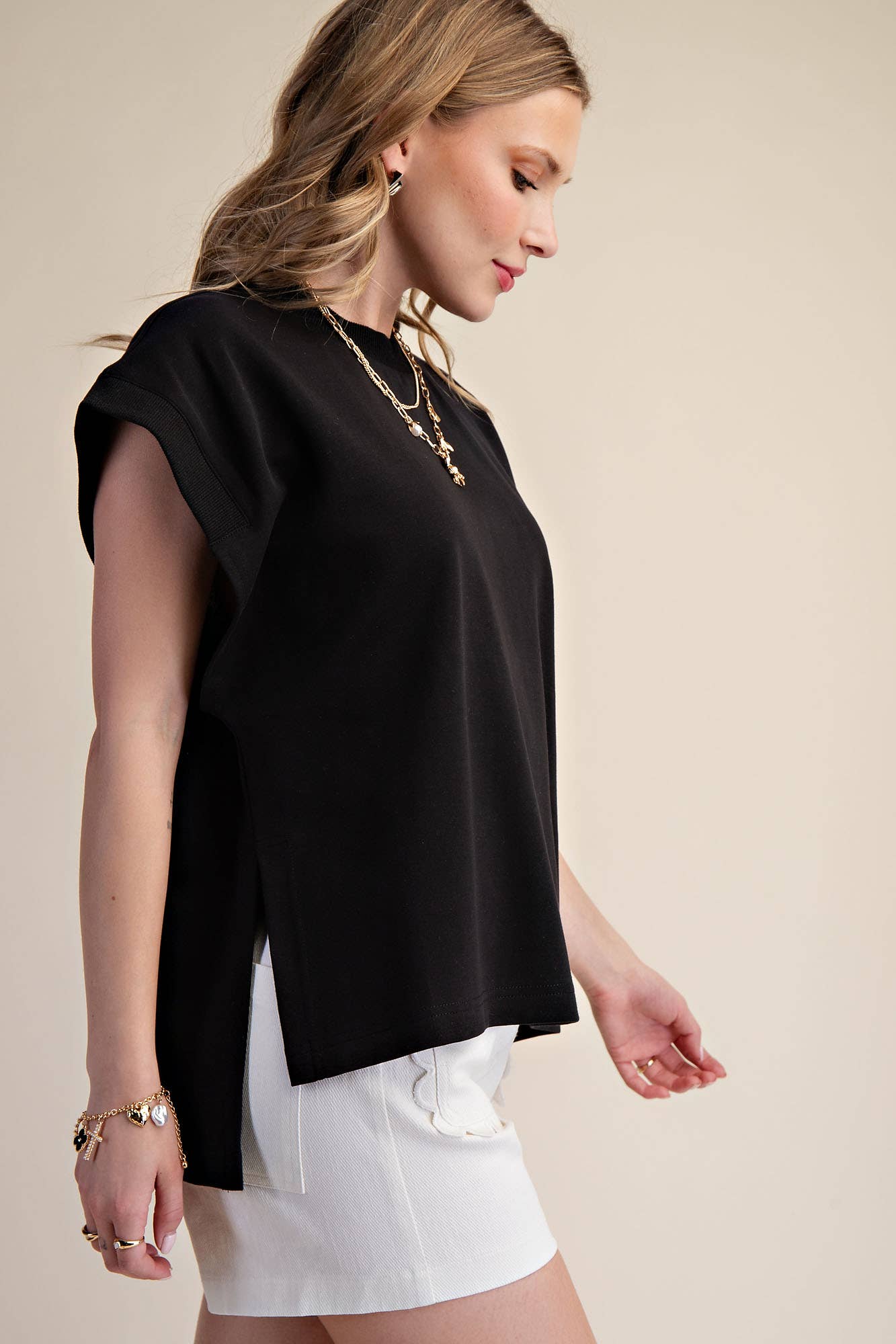 Round Neck Oversized Cap Sleeve