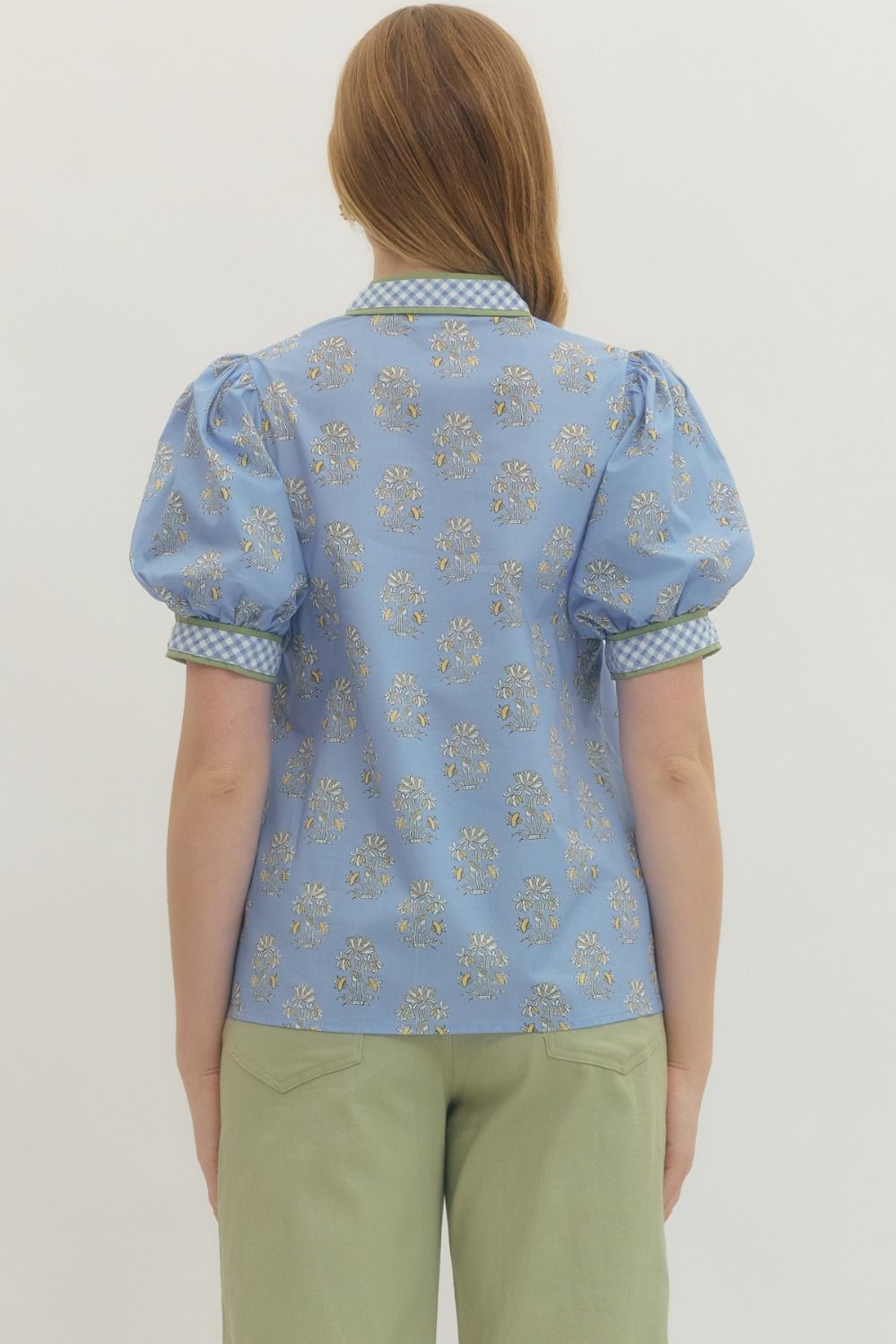 Floral Gingham Contrast Blouse