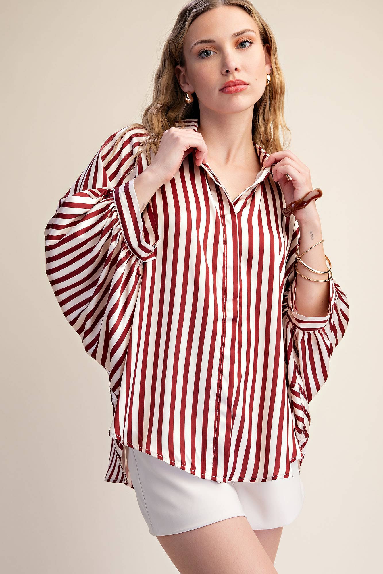 Stripe Wide Sleeve Buttondown (August Arrival)