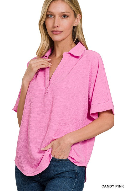 Airflow Collared Top