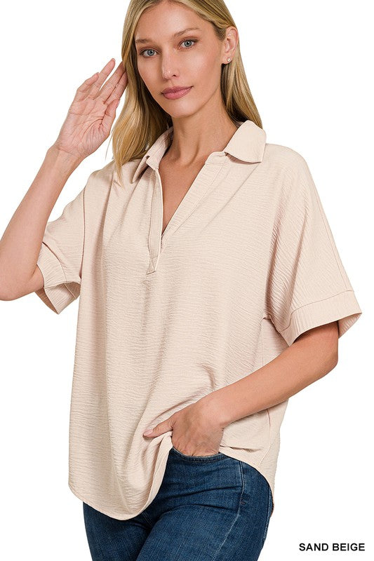 Airflow Collared Top