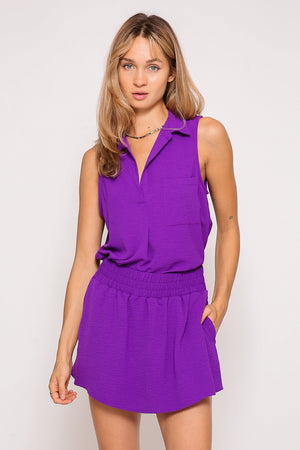 Airflow Collared Sleeveless Top