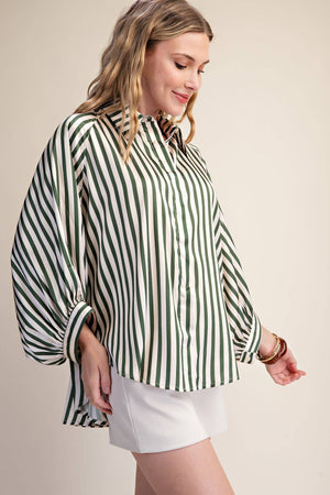 Stripe Wide Sleeve Buttondown (August Arrival)