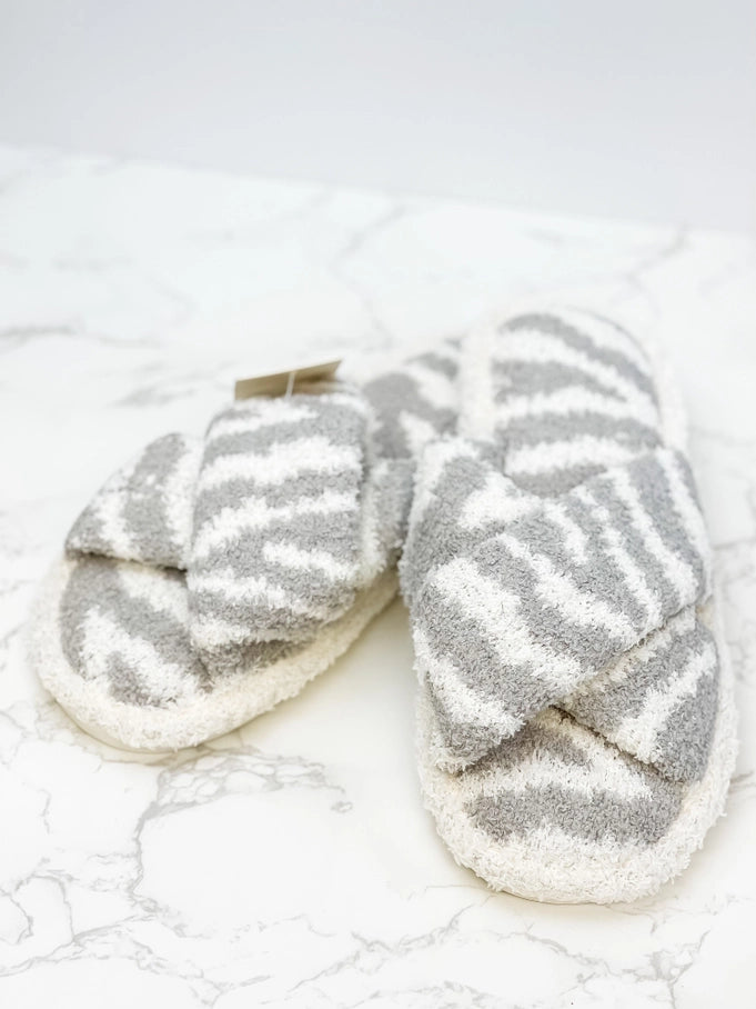 Zebra Fuzzy Slippers