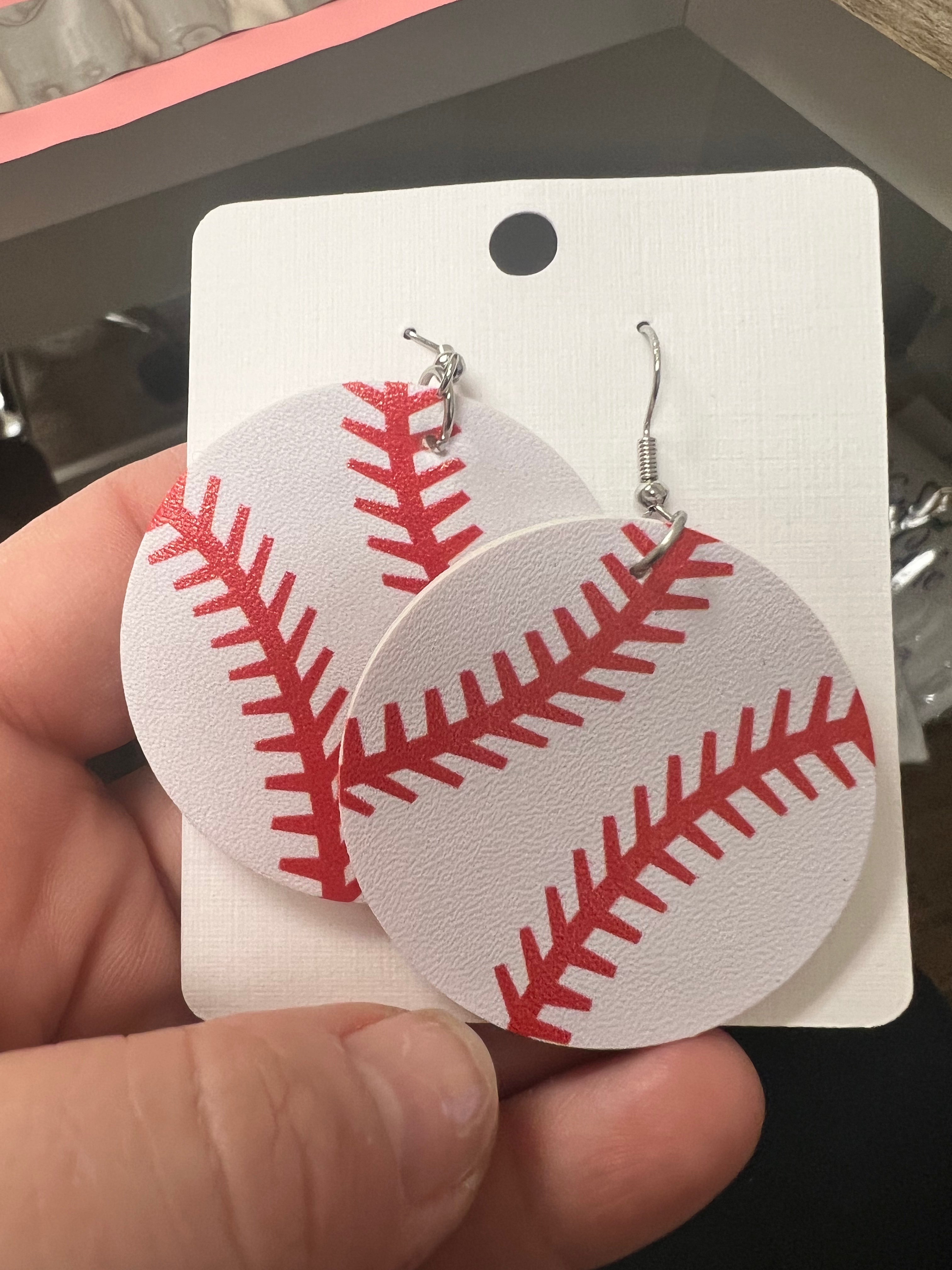 Leather Baseball Earrings