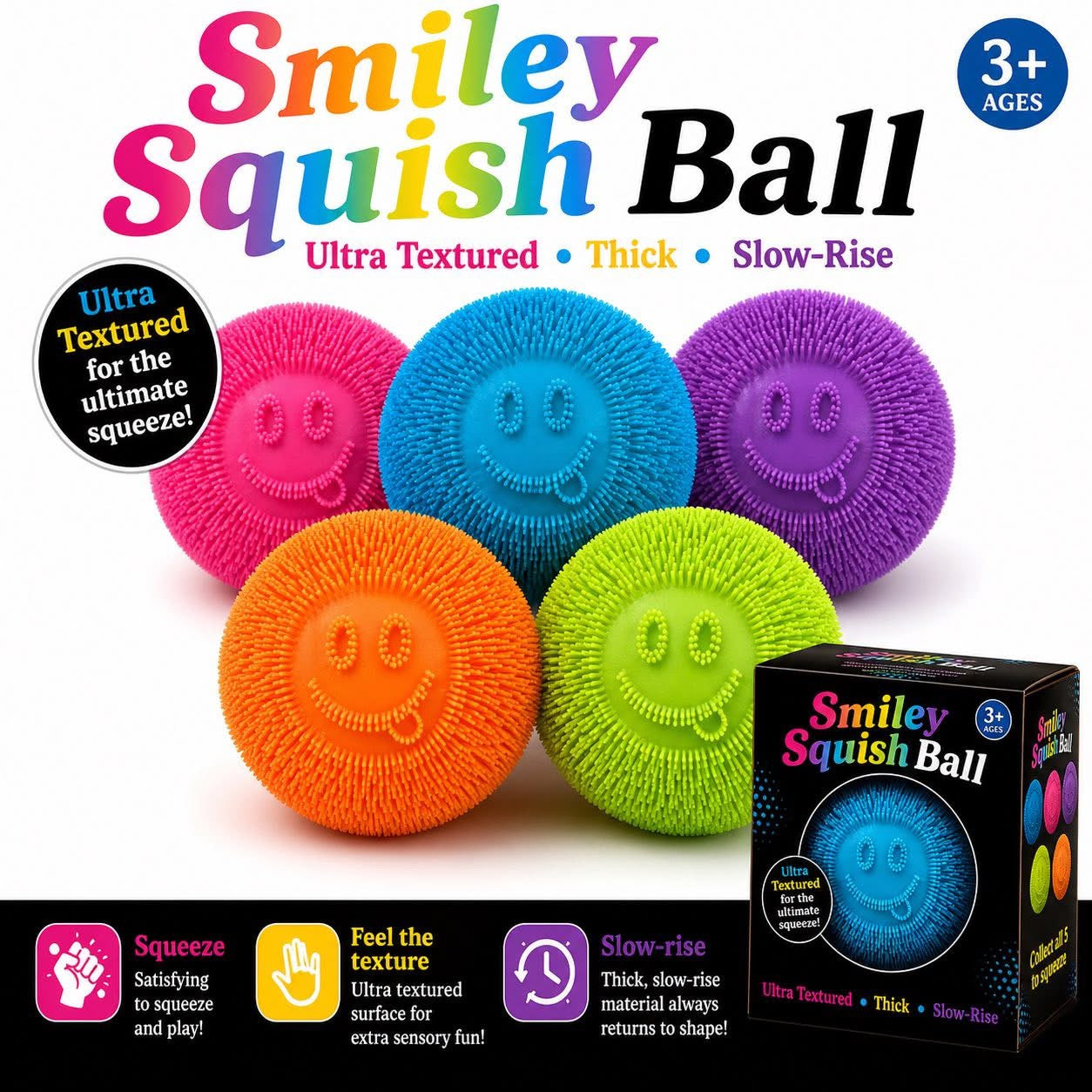 Smiley Textured Squish Ball