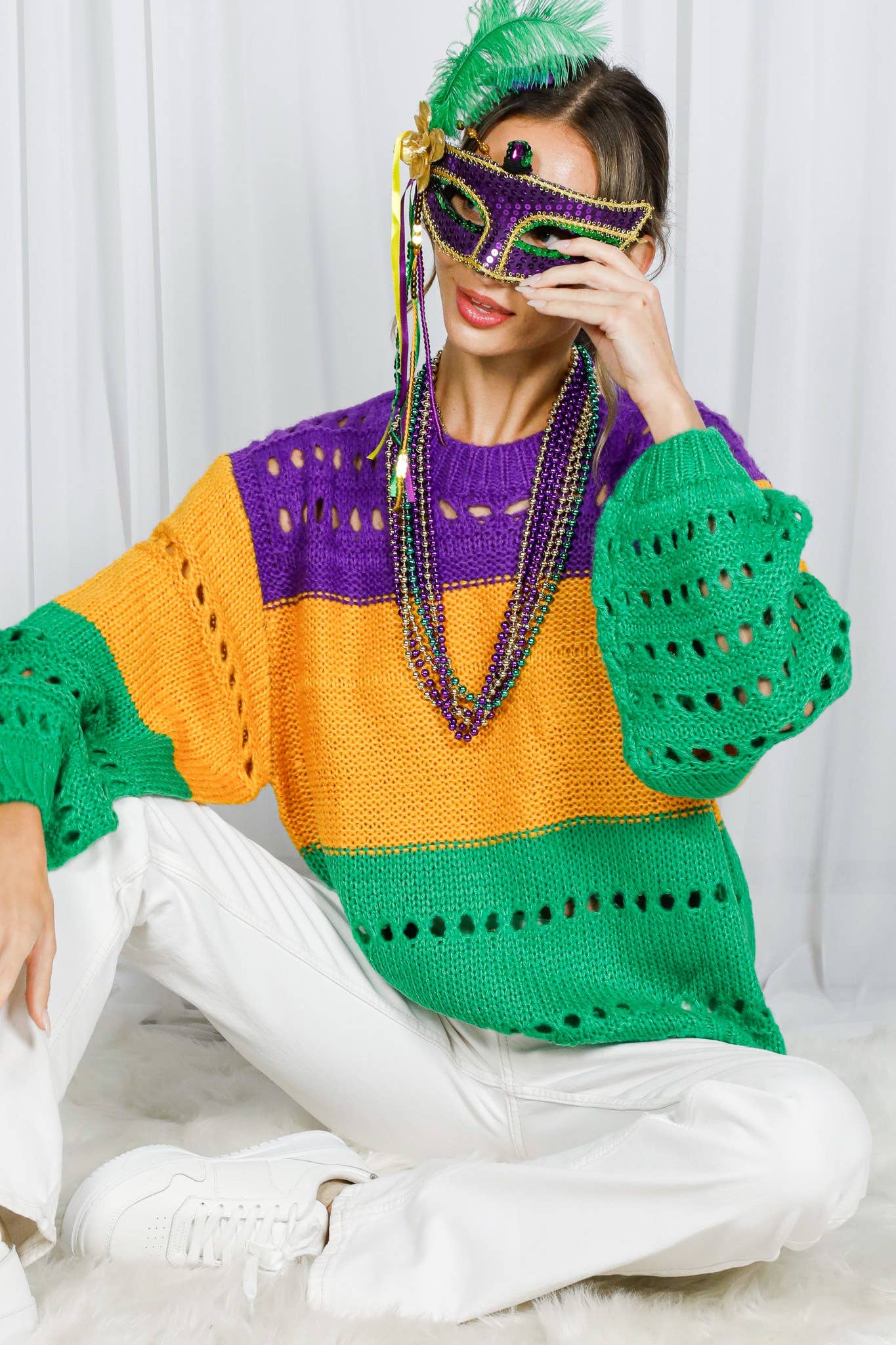 Mardi Gras Open Knit Crochet
