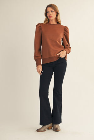 Embossed Texture Long Sleeve Top