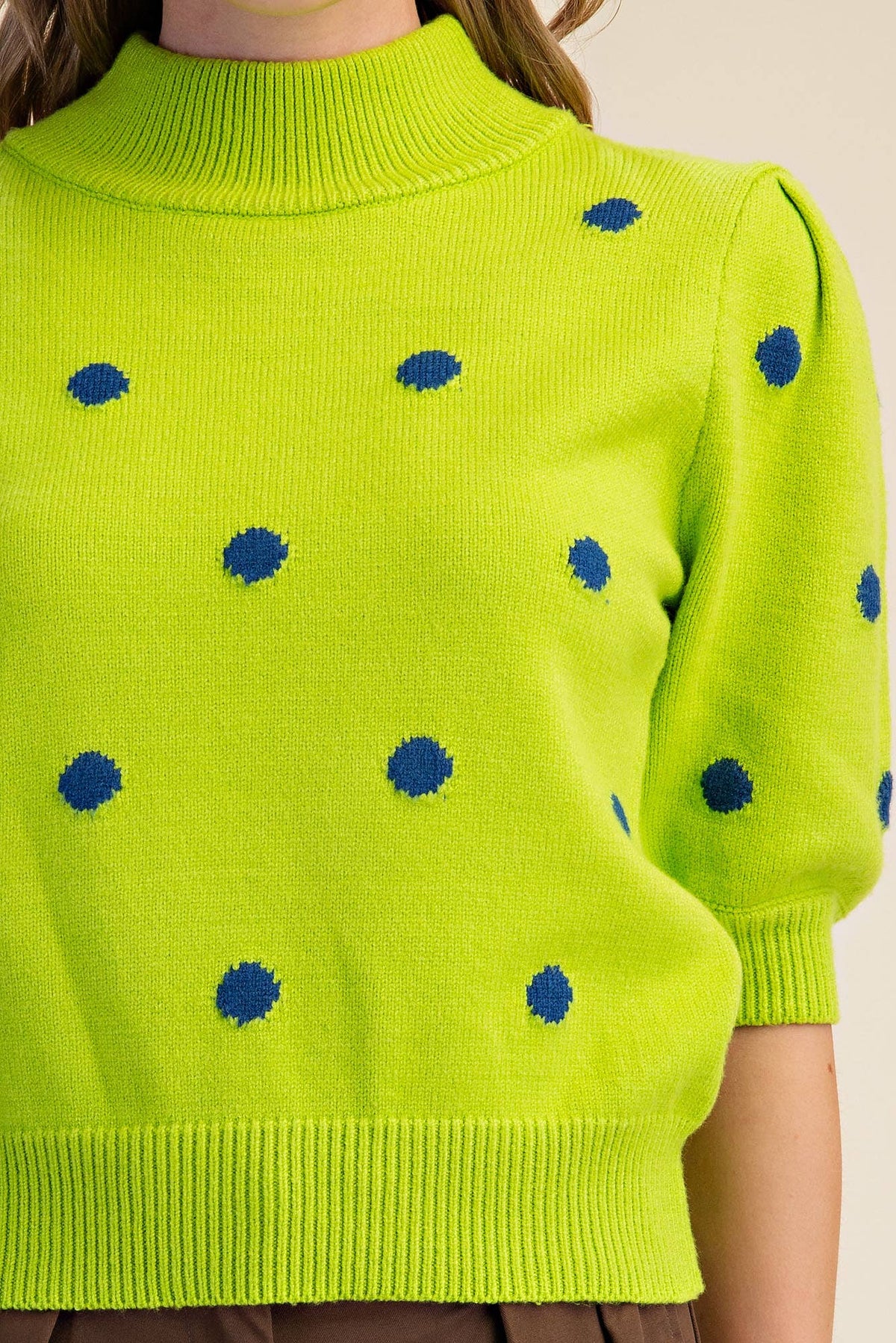 Polka Dot Mock Neck Sweater