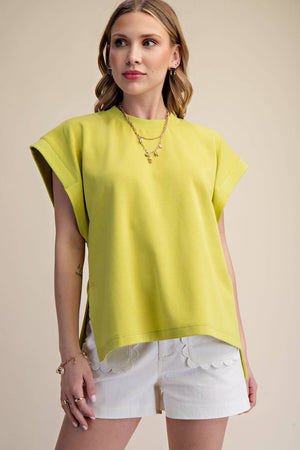 Round Neck Oversized Cap Sleeve