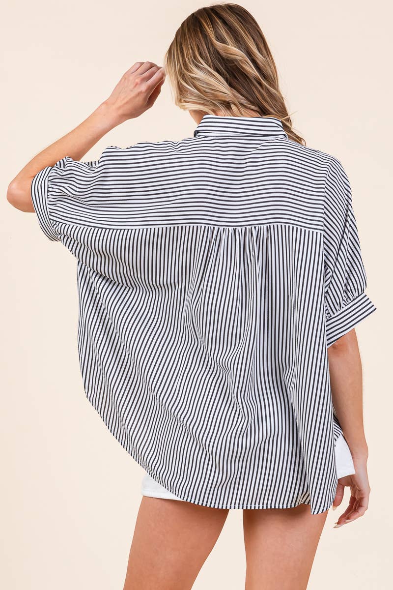 Oversized Striped Button Down Shirt
