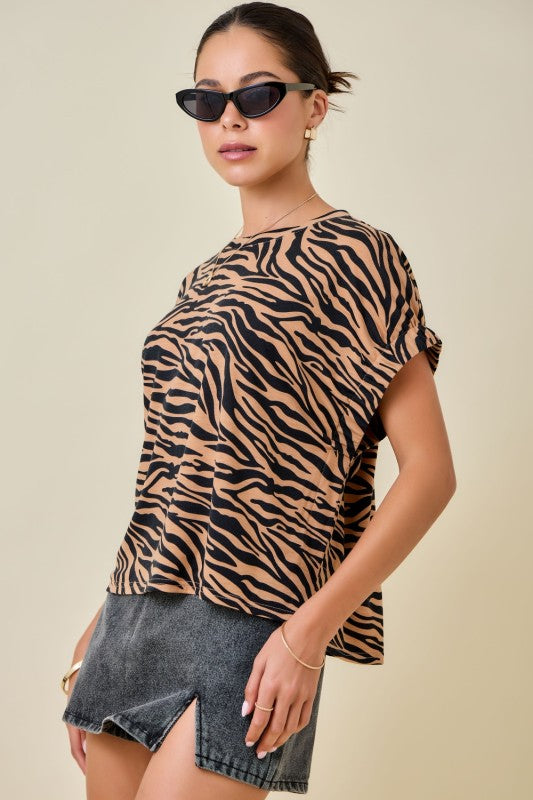 Tiger Print Knit Top