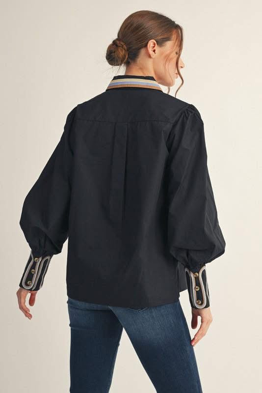 Embroidered Button Up Blouse