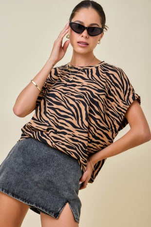 Tiger Print Knit Top