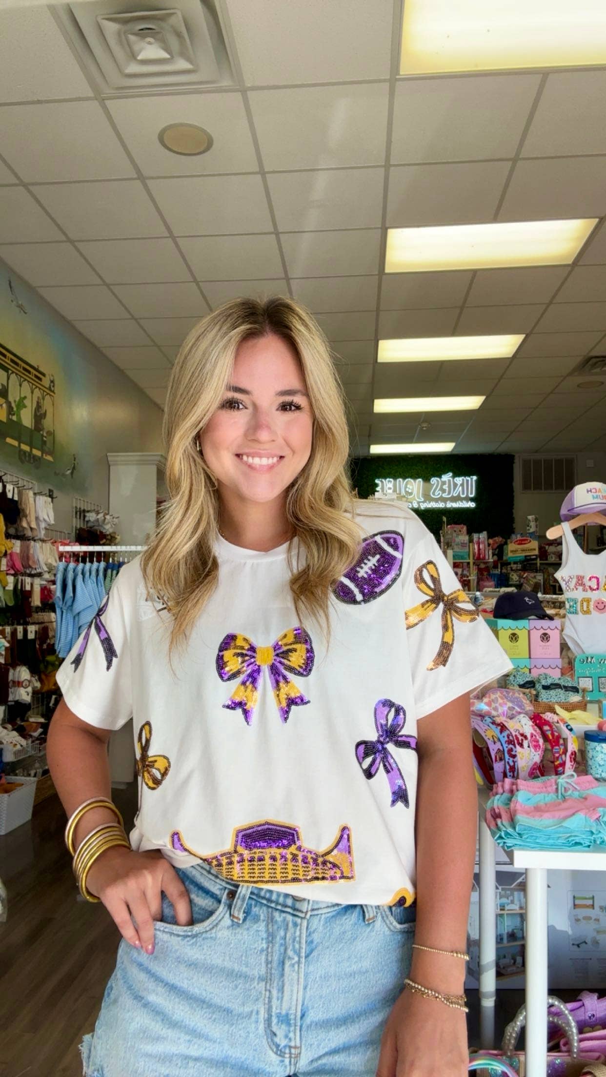 Game Day Bow Sequin Shirt