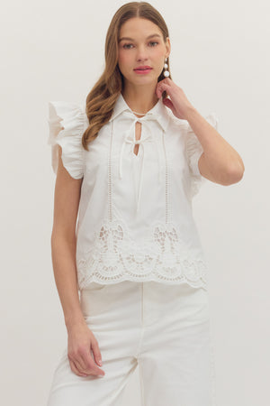 Scalloped Embroidered Top