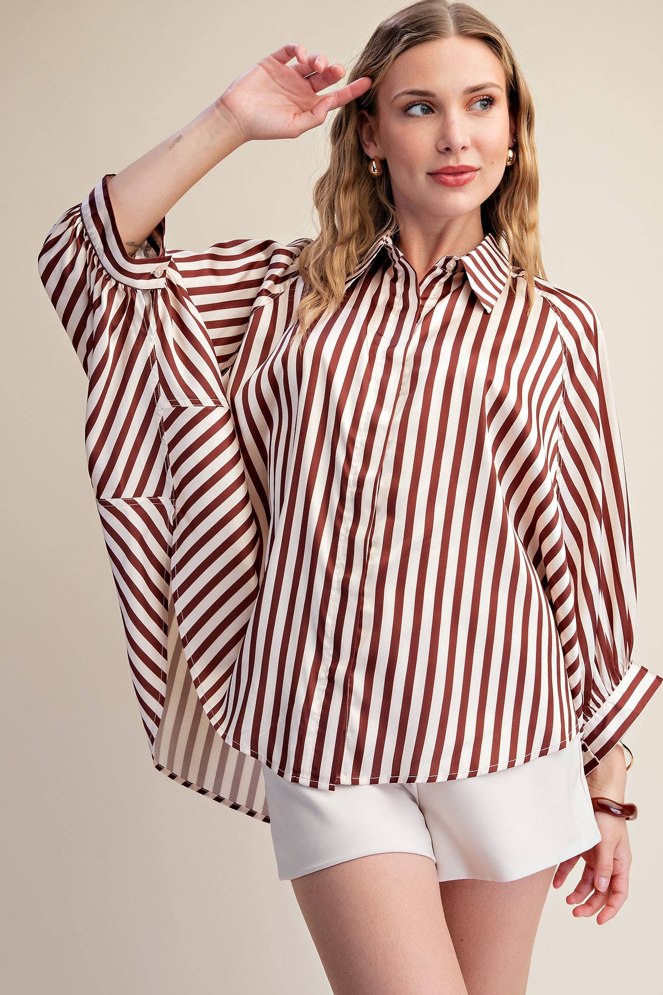 Stripe Wide Sleeve Buttondown (August Arrival)