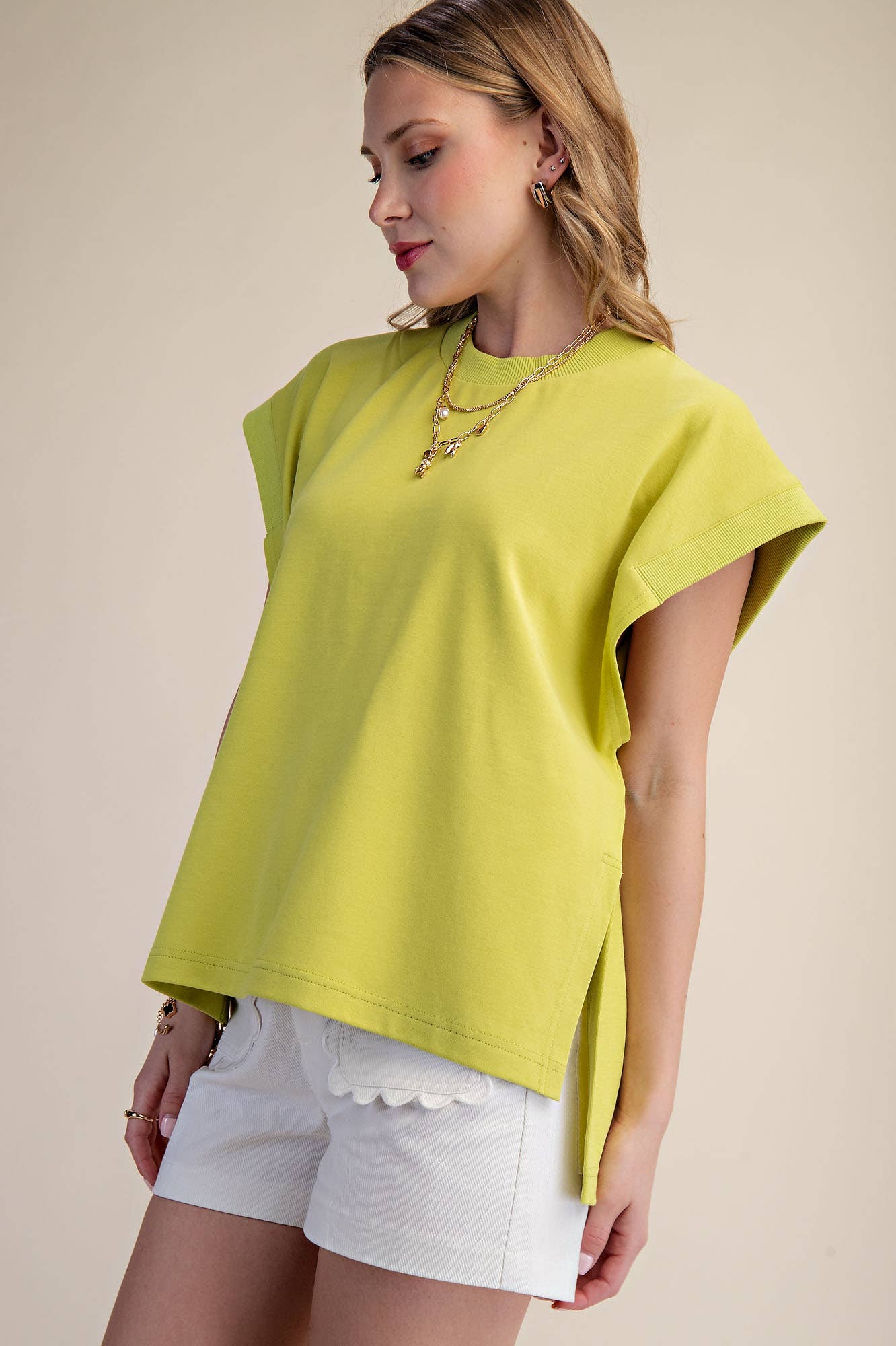 Round Neck Oversized Cap Sleeve