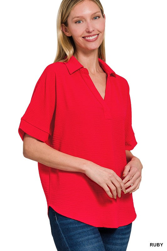 Airflow Collared Top