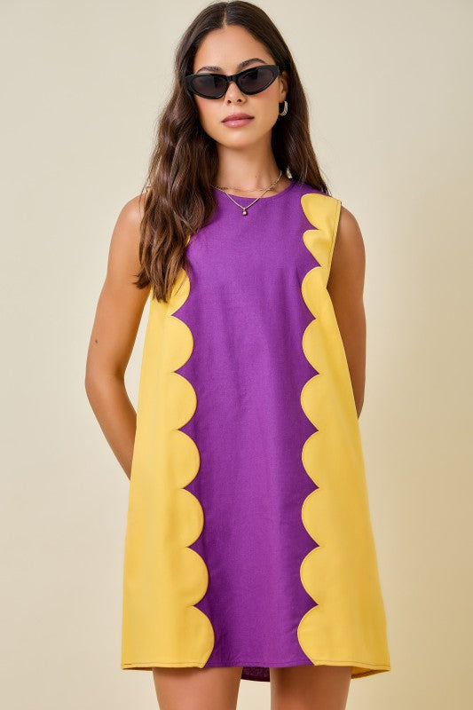 Scalloped Sleeveless Gameday Dress (August arrival)