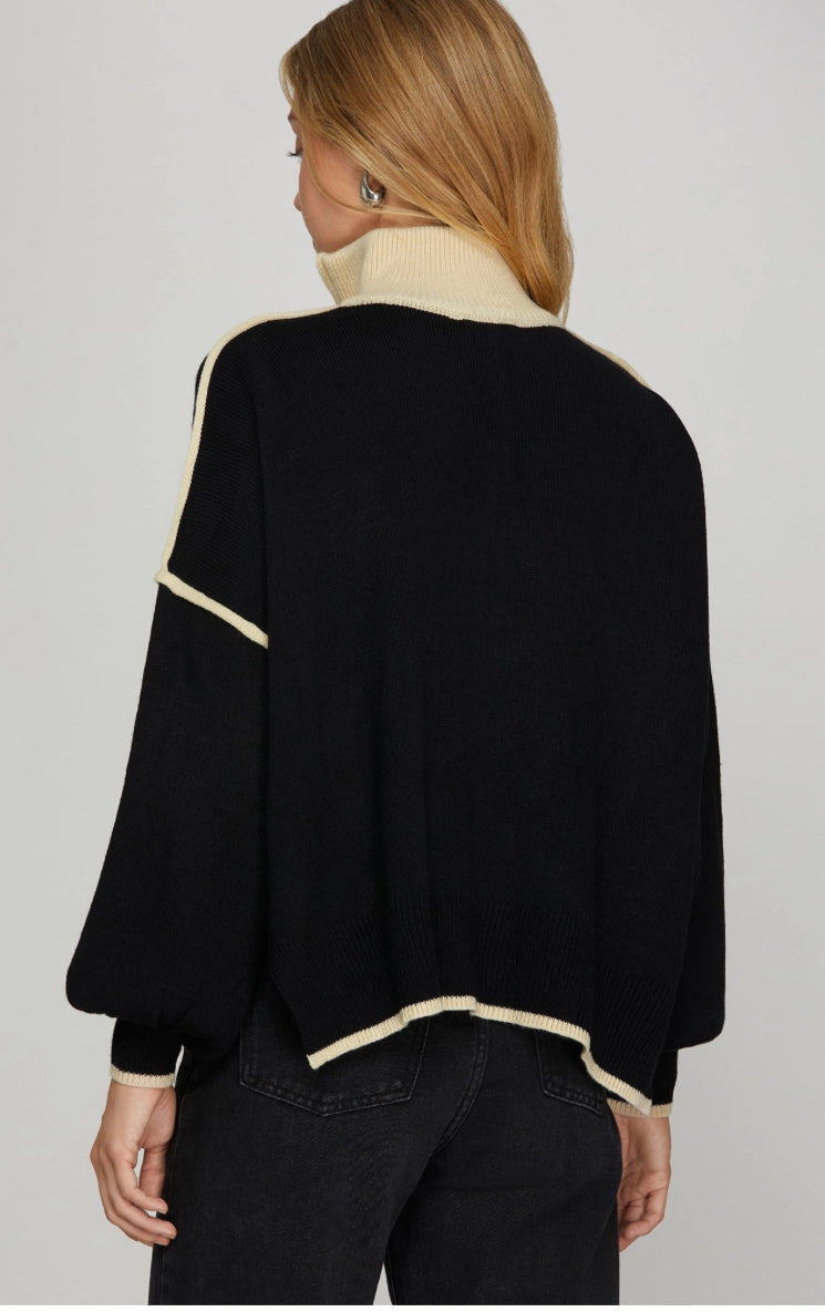 Contrast Piping Half Zip