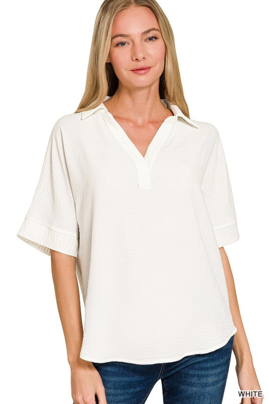 Airflow Collared Top