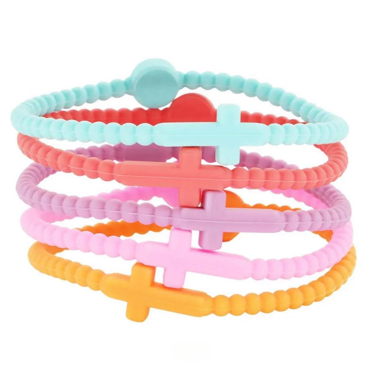 Silicone Cross Bracelet Set