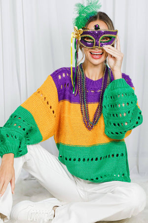Mardi Gras Open Knit Crochet