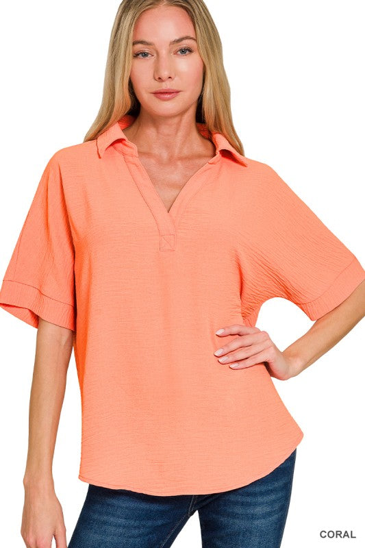 Airflow Collared Top