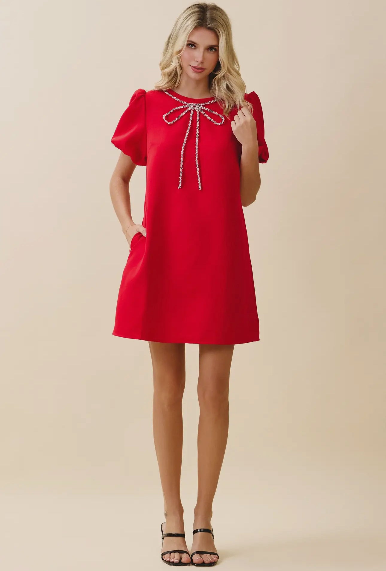 Crystal Bow Mini Dress