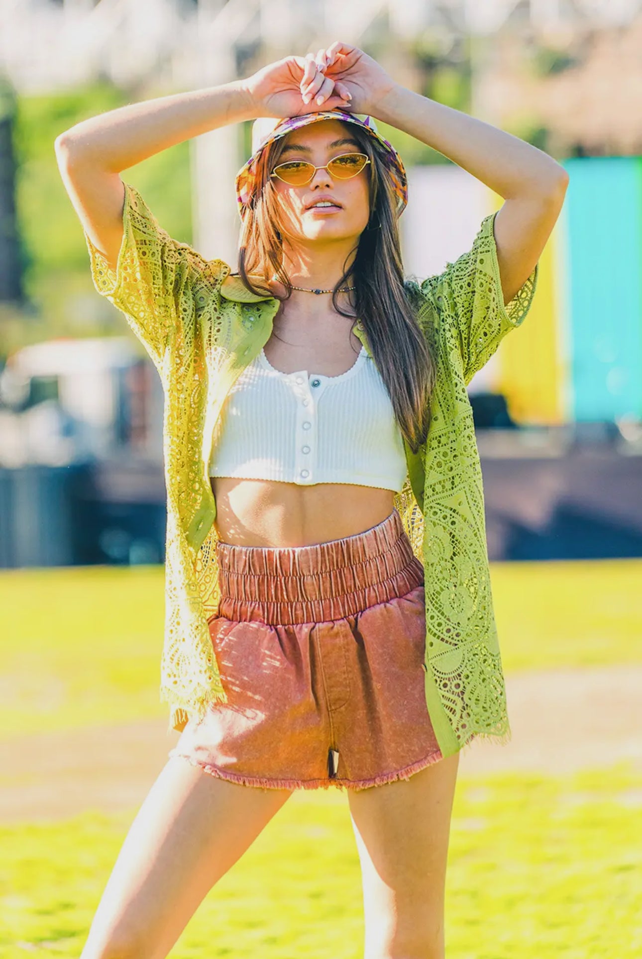 High Waist Twill Shorts