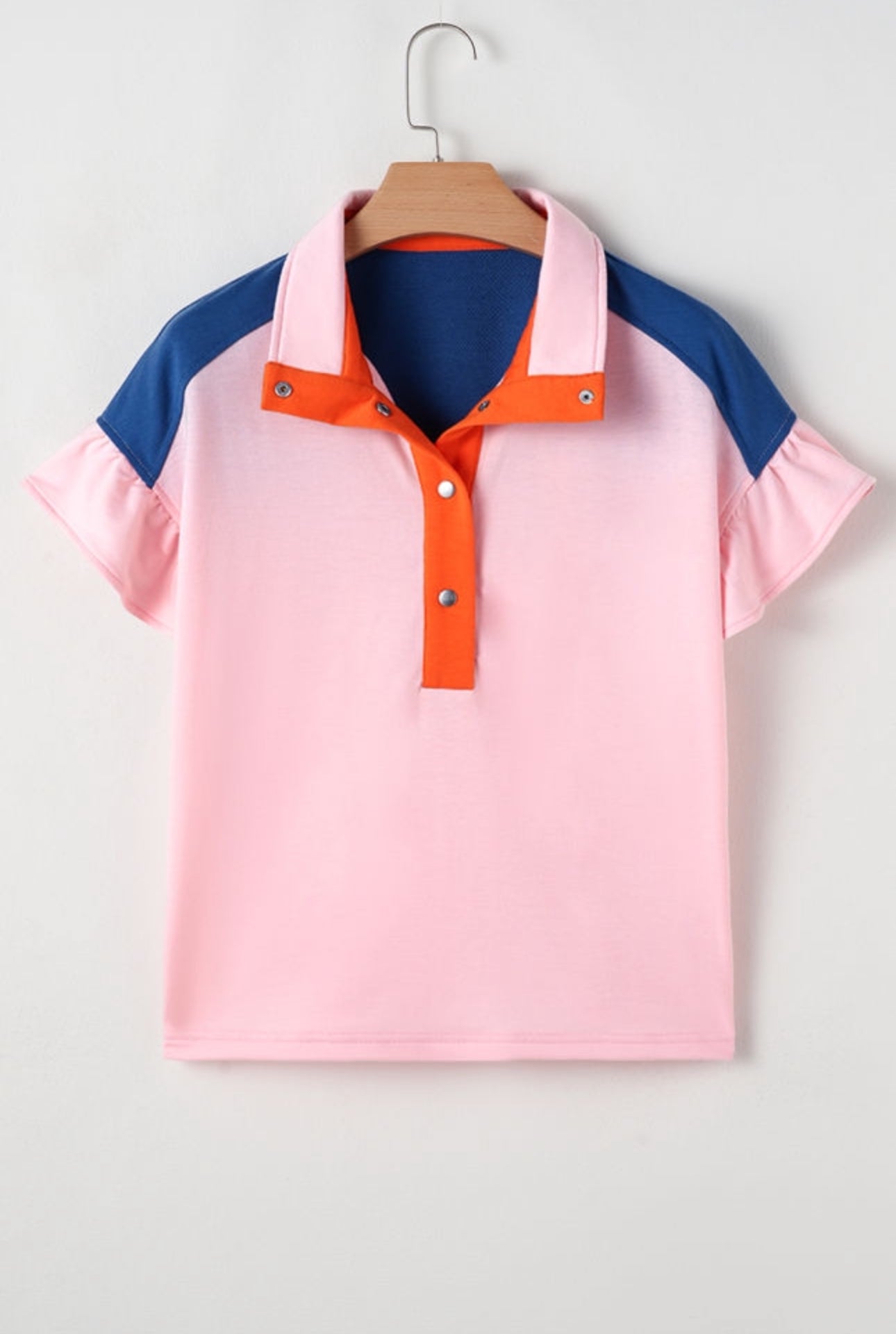Pink Colorblock Ruffle Sleeve