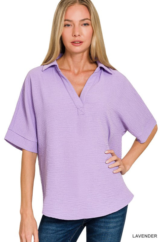 Airflow Collared Top