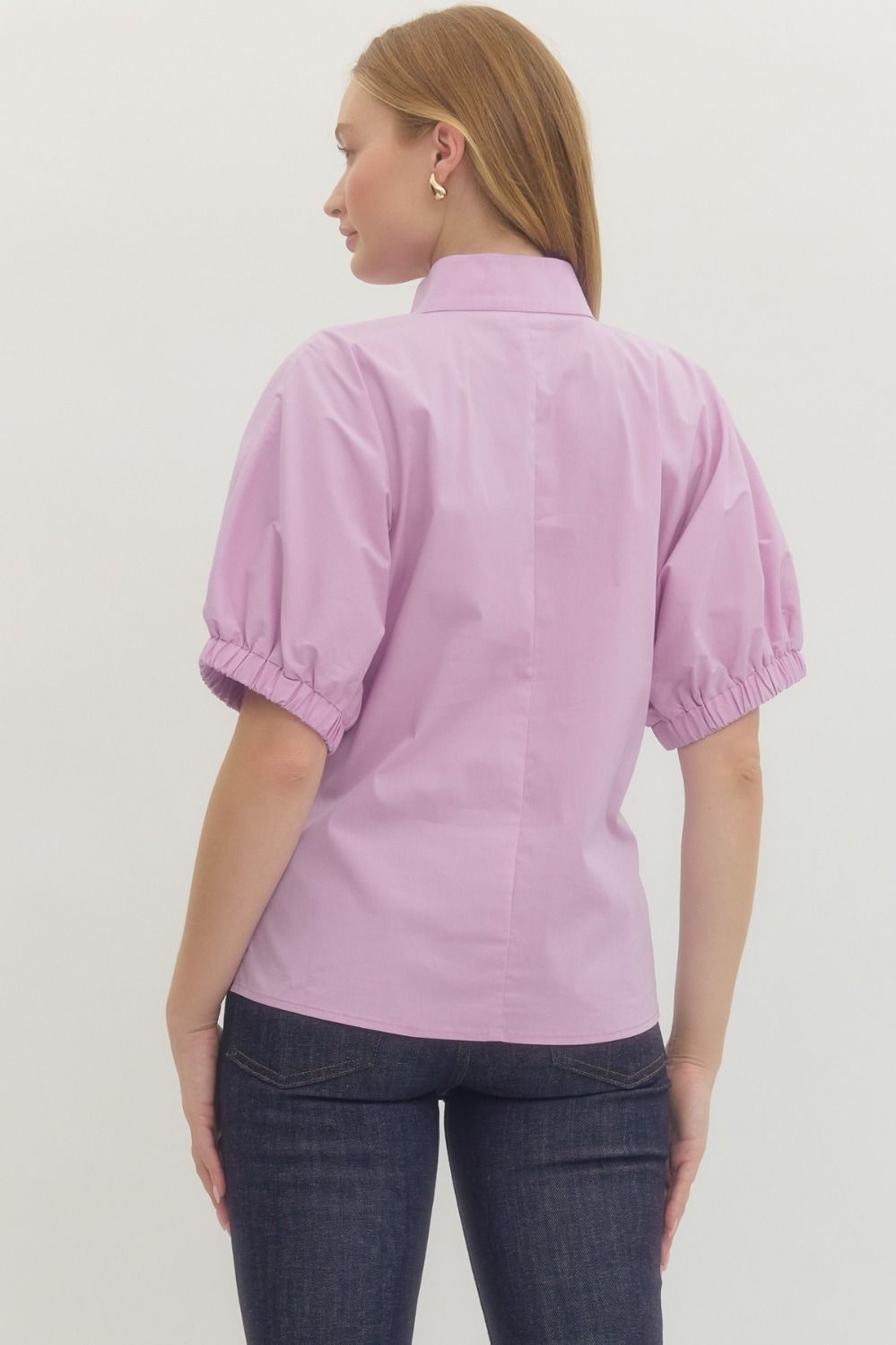 Woven Stand Collar Top