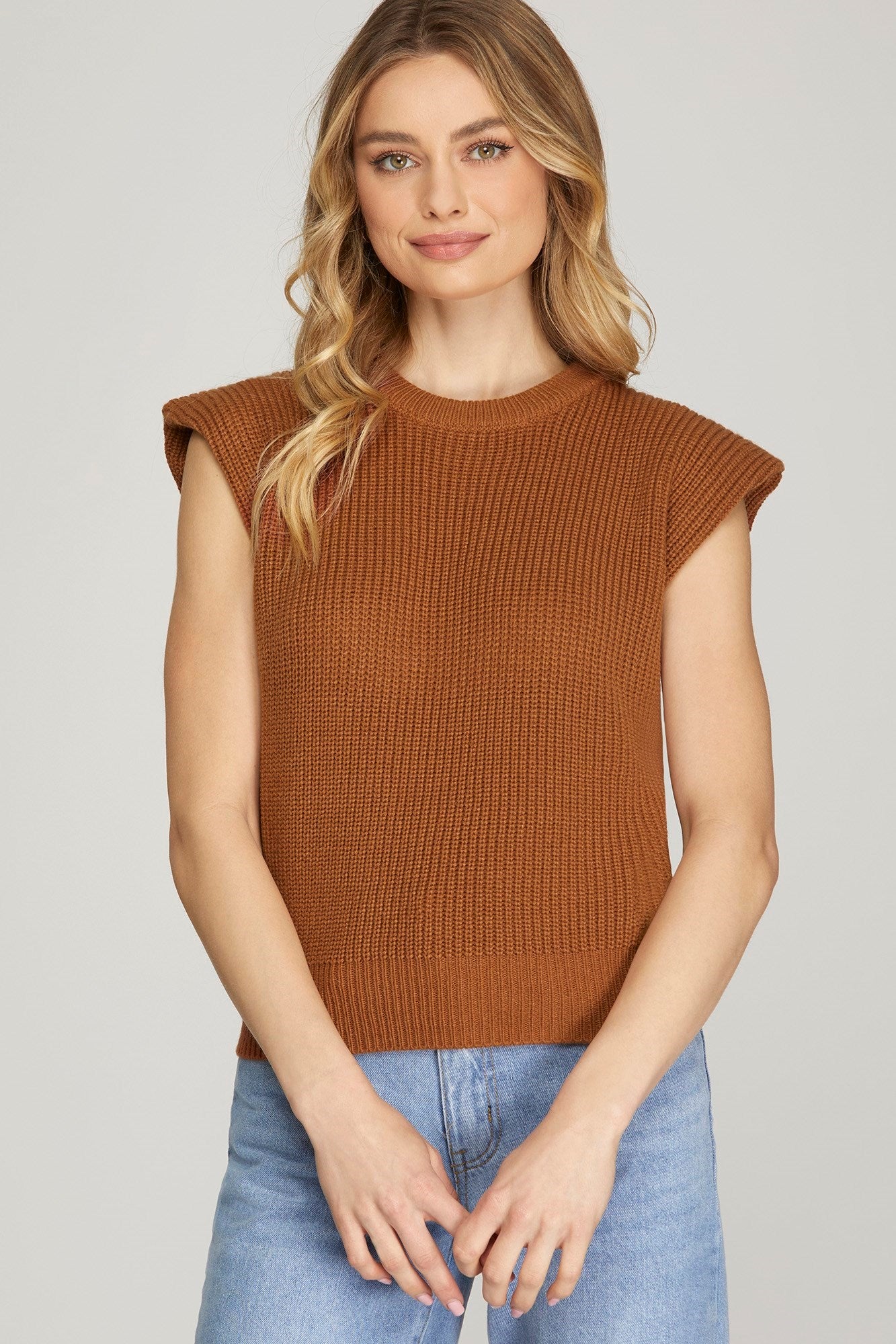 Cap Sleeve Round Neck Sweater
