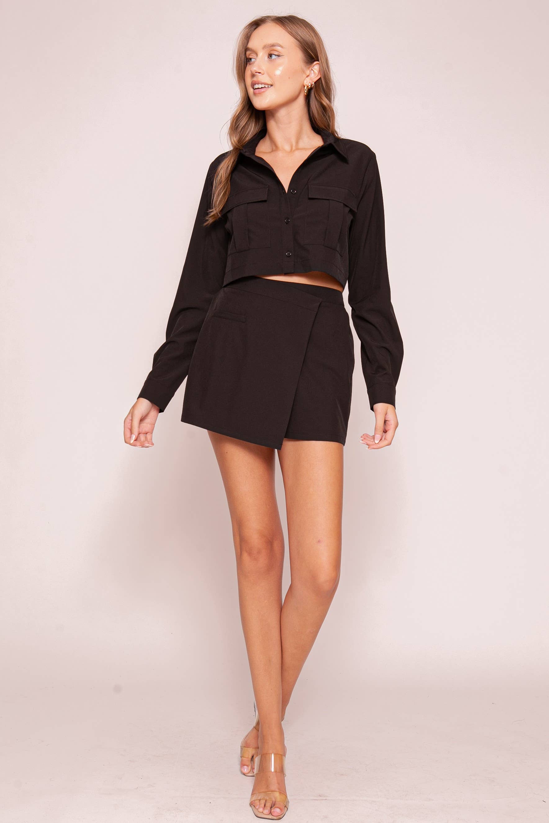 Tailored Wrap Front Skort