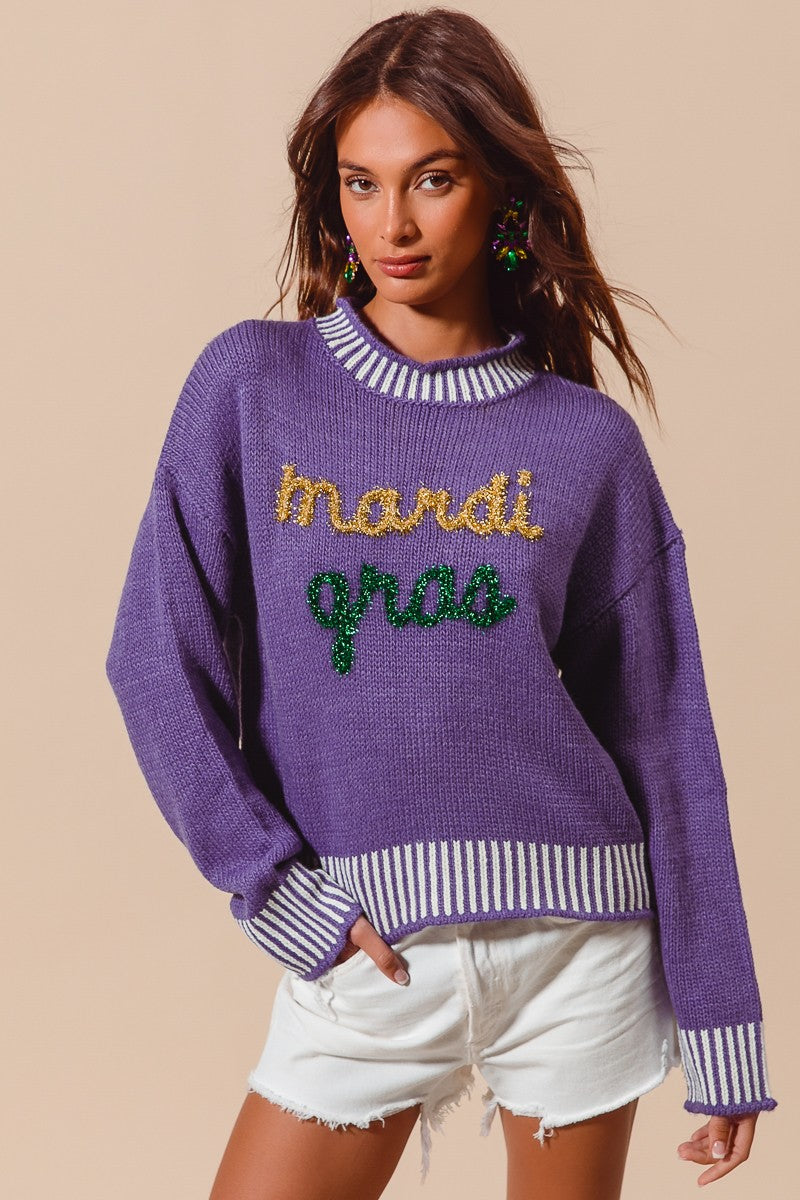 Mardi Gras Tinsel Sweater