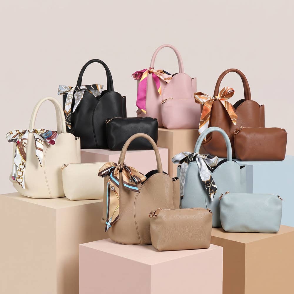 Twilly Scarf Vegan Leather Tote Set