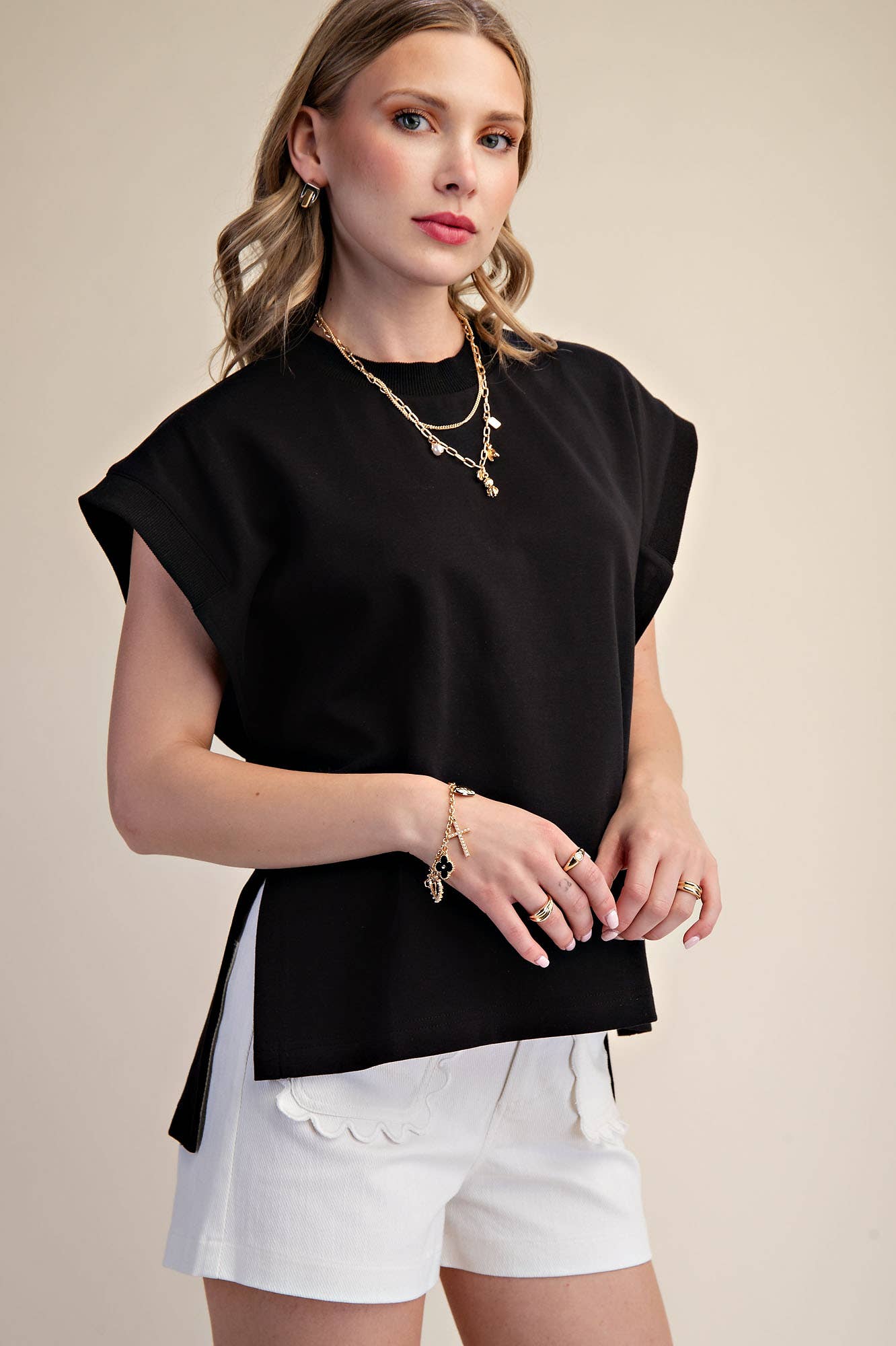 Round Neck Oversized Cap Sleeve