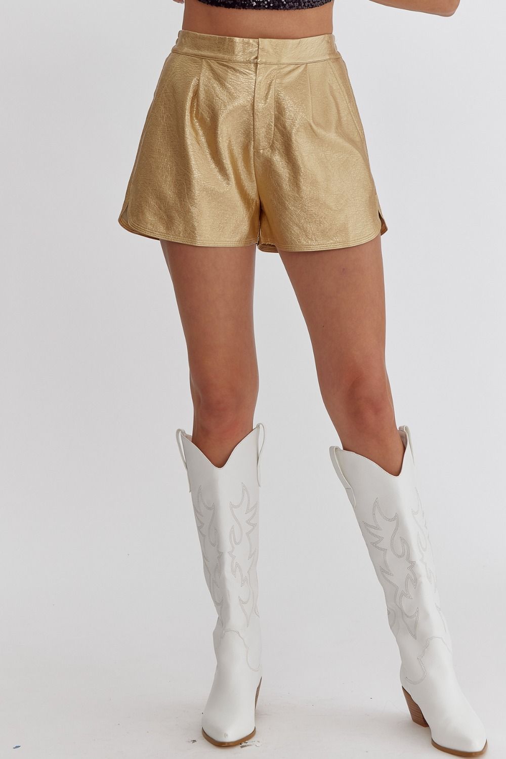 Metallic High Waisted Shorts