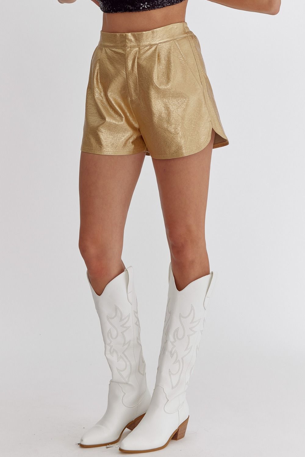 Metallic High Waisted Shorts