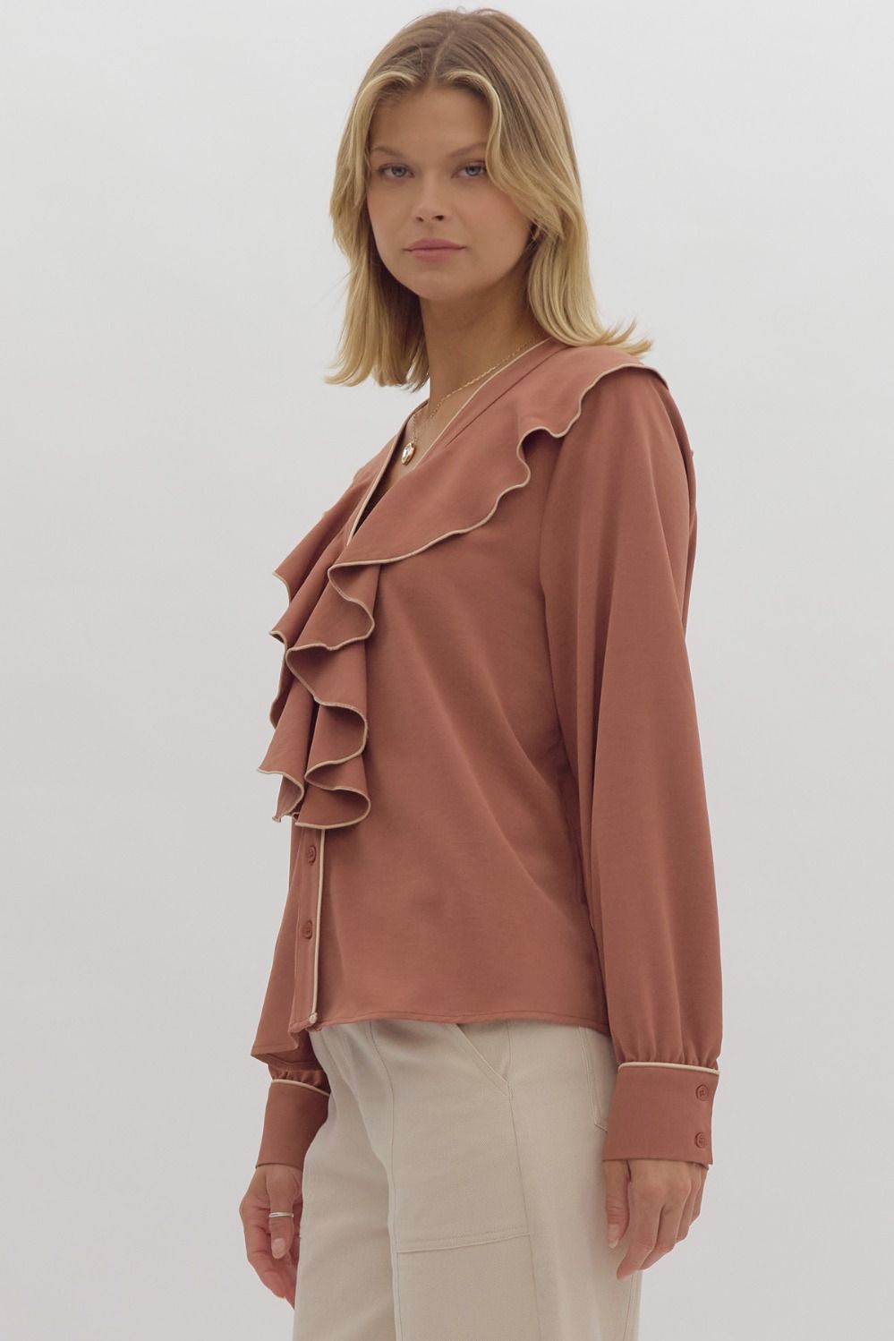 Contrast Trim Blouse